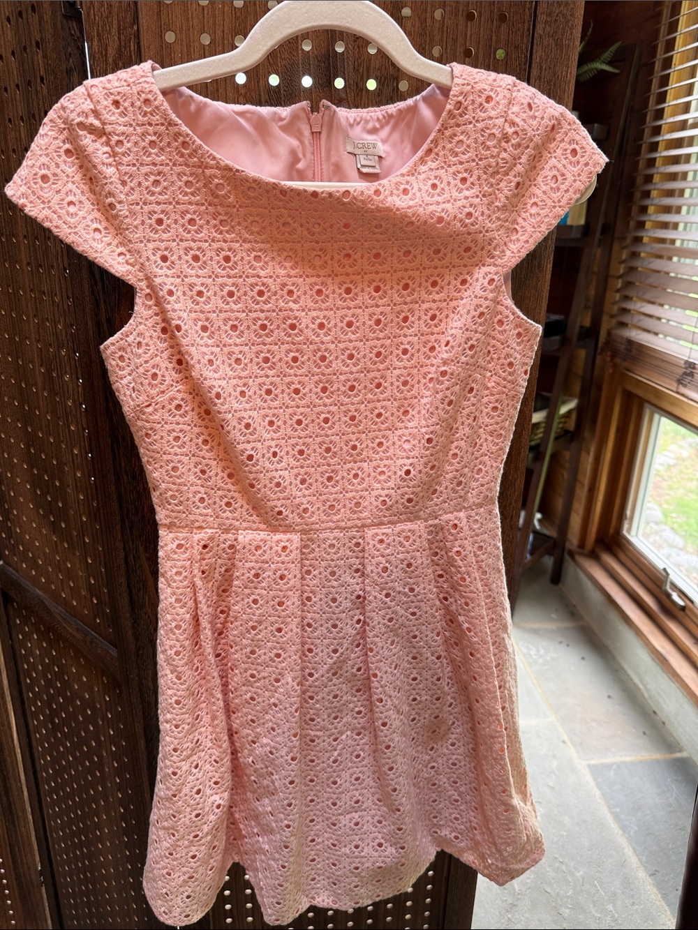 Pink Eyelet Fit-and-Flare Dress